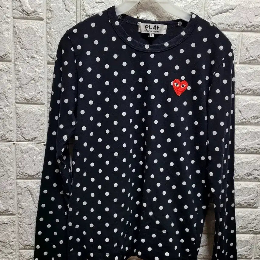 [BUNJANG] Comme des Garçons PLAY Dot Cotton Spandex Long Sleeve T-Shirt / 꼼데가르송 플레이 도트 면스판티셔츠