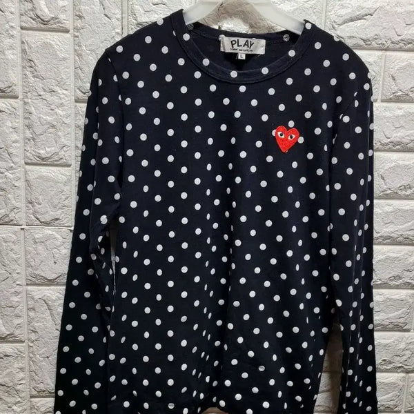 [BUNJANG] Comme des Garçons PLAY Dot Cotton Spandex Long Sleeve T-Shirt / 꼼데가르송 플레이 도트 면스판티셔츠