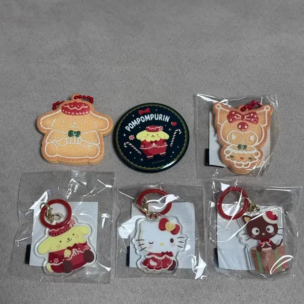 [BUNJANG] Sanrio Christmas Charm Set (Cookie, Pompompurin, Kuromi, Hello Kitty, Choco Cat) / 산리오 크리스마스키링 쿠키키링 메지루시 폼폼푸린 쿠로미 키티 초코캣 키링