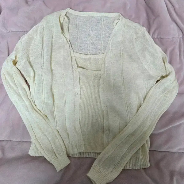 [BUNJANG] Sleeveless Cardigan Set / 여름나시 가디건 세트