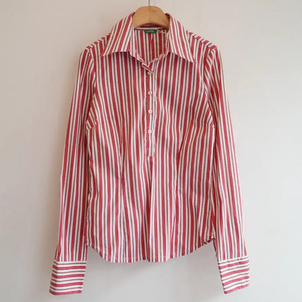 [BUNJANG] Benetton Pullover Striped Shirt / BENETTON 베네통 풀오버 스트라이프 셔츠