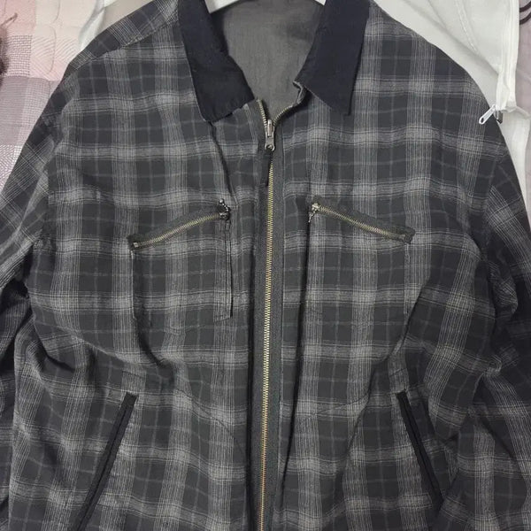 [BUNJANG] Politeru Rami Check Blouson First Edition Black/Olive / (4)폴리테루 라미체크 블루종 초판 블랙/올리브