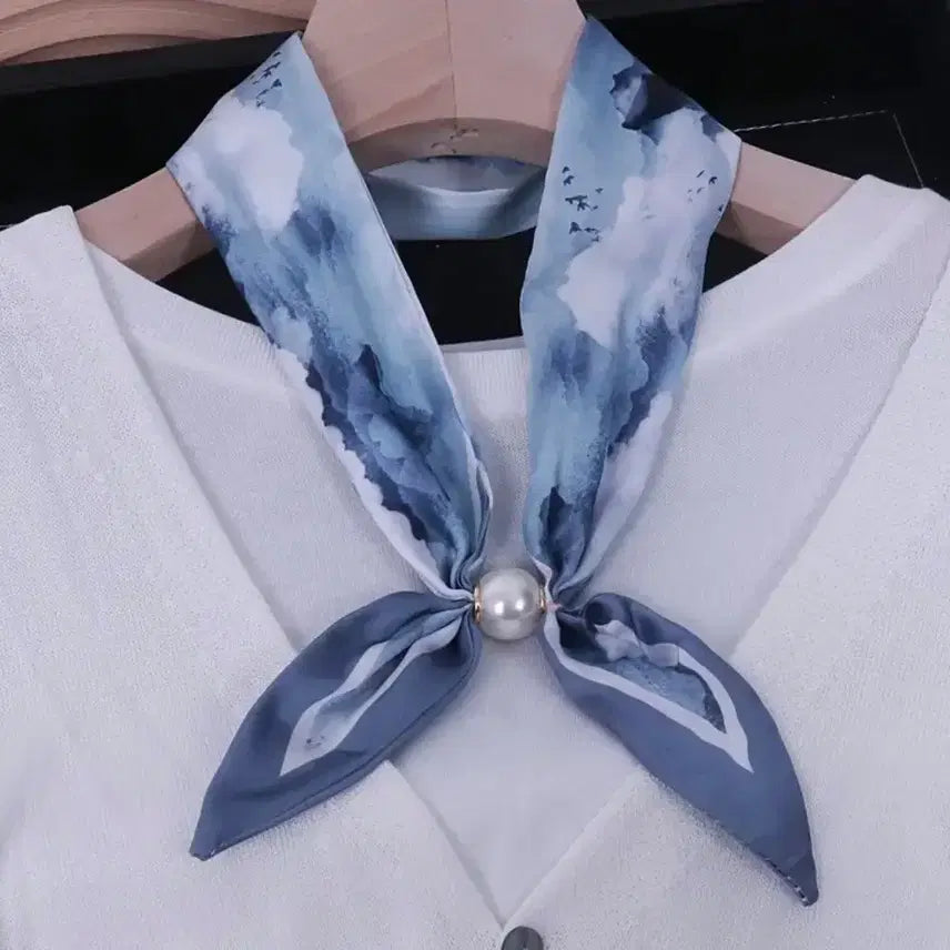 [BUNJANG] Pearl Magnetic Scarf / 진주 자석 스카프 (새상품)