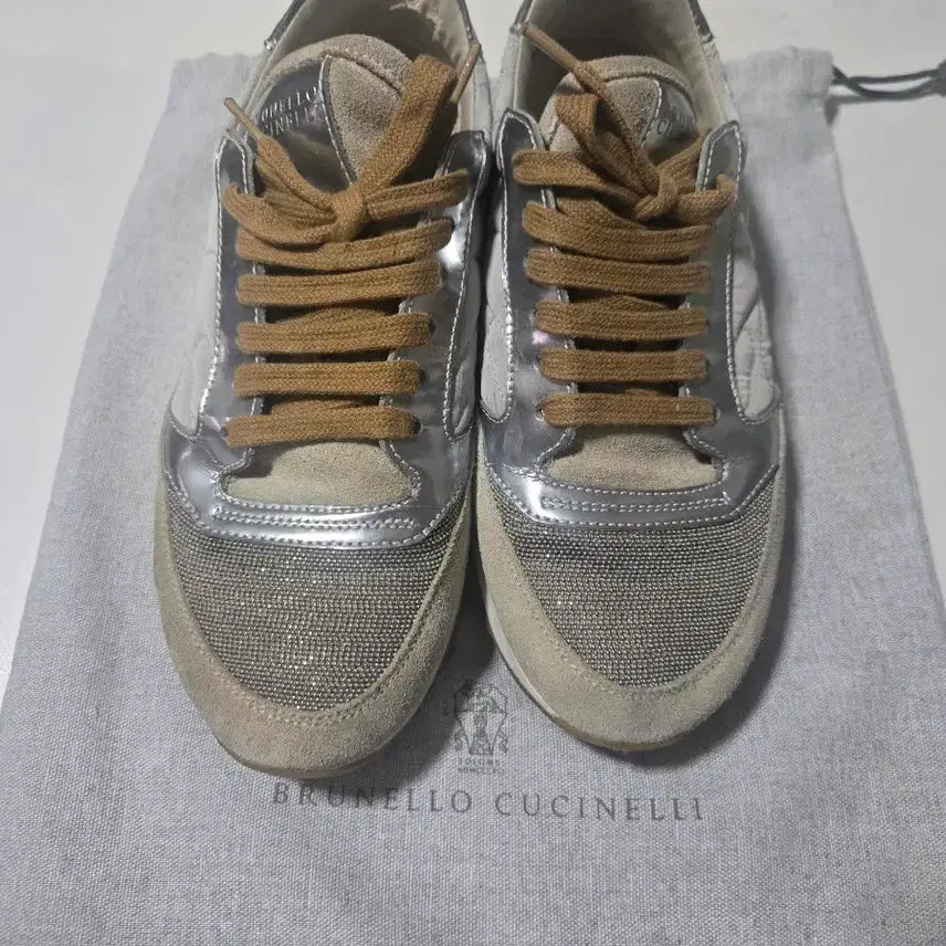 [BUNJANG] Brunello Cucinelli Women's Silver Sneakers Size 37 / 브루넬로 쿠치넬리 정품 스니커즈 실버 여성 37 사이즈