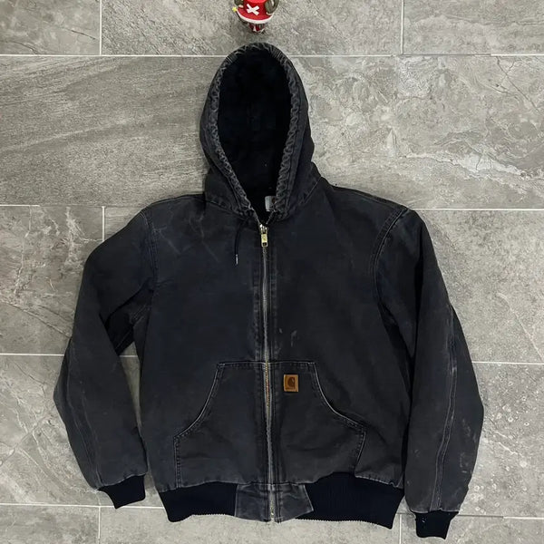[BUNJANG] Carhartt J130 BLK Sandstone Duck Active Jacket (Medium) / (M) 칼하트 덕 액티브 후드자켓 J130 BLK 블랙