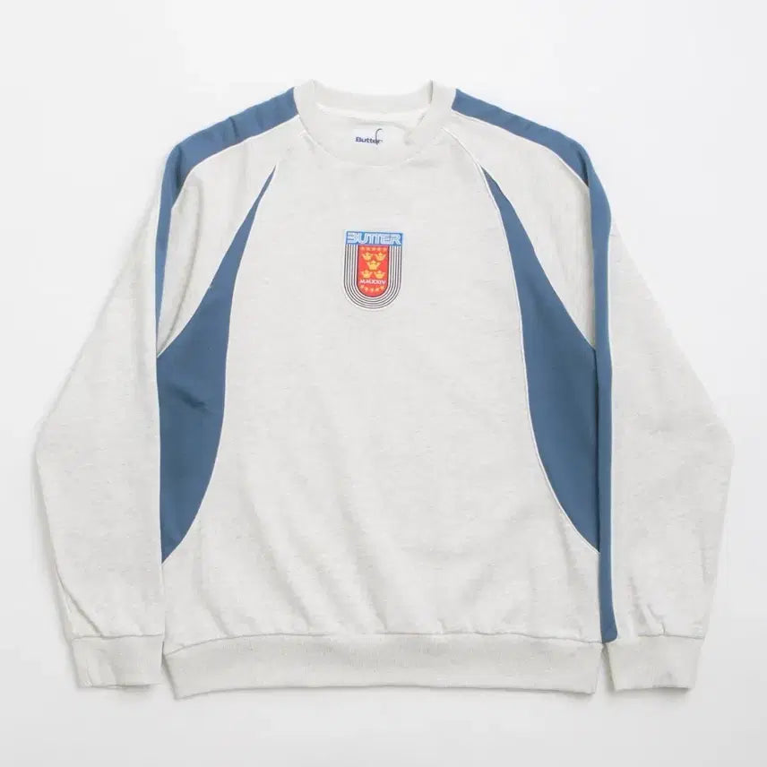 [BUNJANG] Butter Goods Crown Sweatshirt - White/Blue, Size L / [새상품]버터굿즈 크라운 맨투맨 스웻셔츠 L