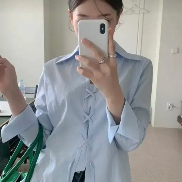 [BUNJANG] Happy Haegle Corset Shirt / 해삐 헤이글 코르셋 셔츠