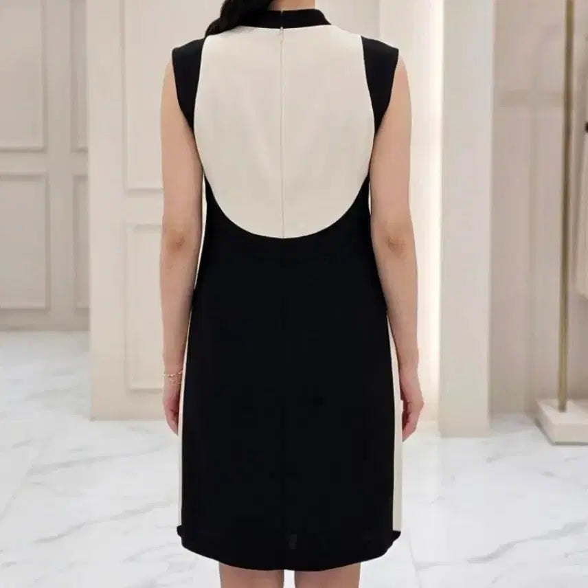 [BUNJANG] TIME Postmodern Black Beige Color-Block Dress / 타임 포스트모던 블랙 베이지 배색 원피스