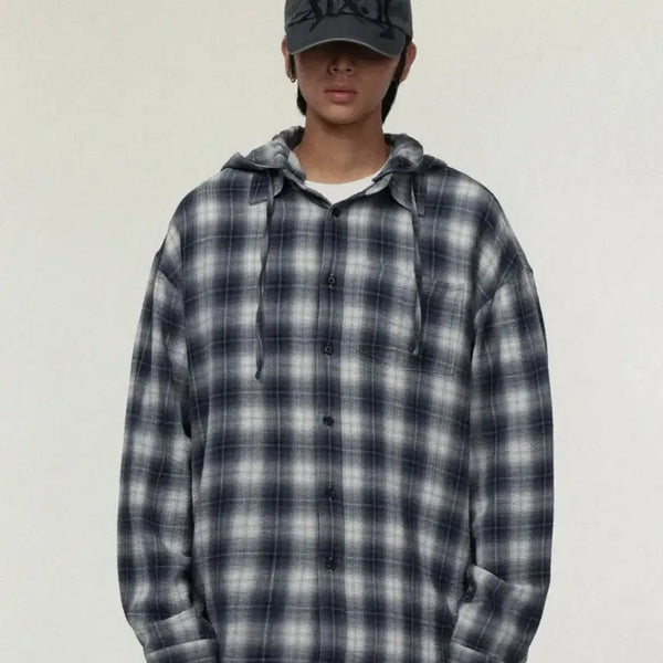 [BUNJANG] IDONTWANNABEYOUANYMORE Checkered Hoodie Shirt / 아이돈워너셀 체크후드 셔츠