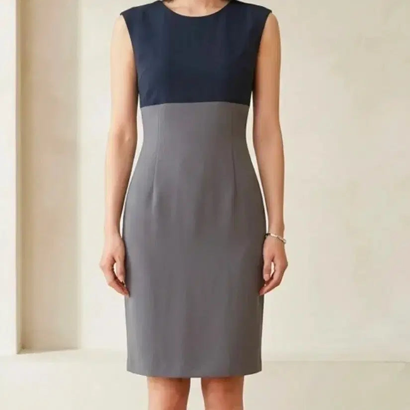 [BUNJANG] KUHO Two-Tone Color-Block Dress Size 55 / 구호 투톤 배색 원피스 55