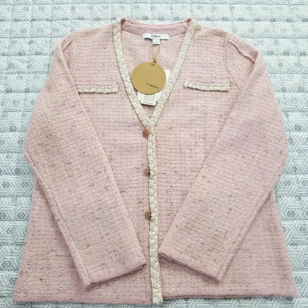 [BUNJANG] SJ WANI Pink Tweed Cardigan (Size ~66) / SJ WANI 핑크 트위드 가디건~66