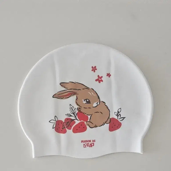 [BUNJANG] Maison de Oh Rabbit Strawberry Swim Cap / 메종드오 토끼 딸기 수모