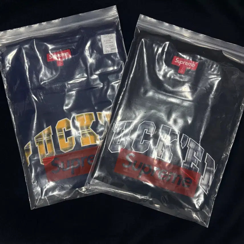 [BUNJANG] Supreme Puckered Plaid Short Sleeve Top T-Shirt Navy/Black XL / 슈프림 퍽 음 플레이드 숏슬리브 탑 티셔츠 네이비,블랙 XL-26SS