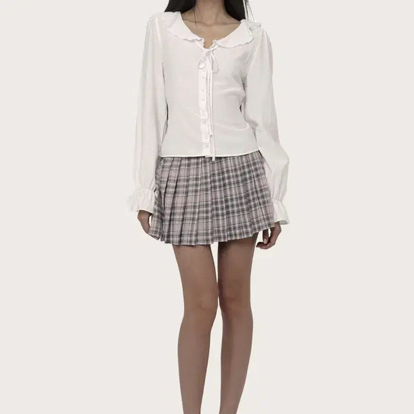 [BUNJANG] Clishare Pink Check Diary Pleated Skirt / 클리시어 핑크 체크 다이어리 플리츠 스커트