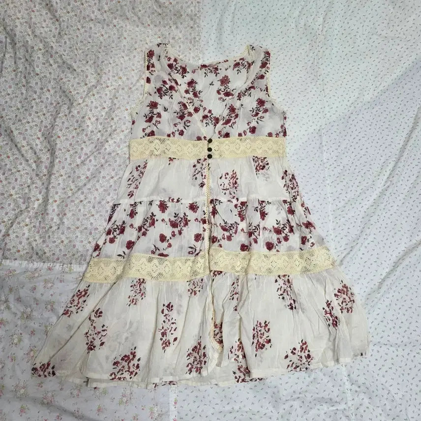 [BUNJANG] Vintage Lace Floral Mori Fairy Dress / 빈티지 레이스 플로럴 모리 페어리 바선생