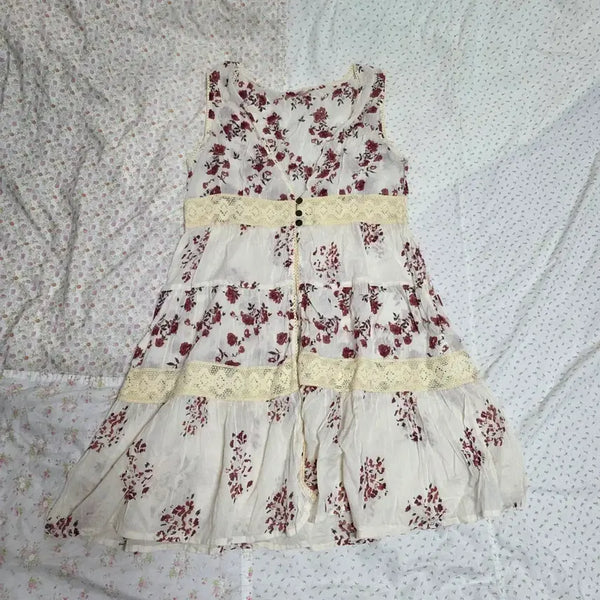 [BUNJANG] Vintage Lace Floral Mori Fairy Dress / 빈티지 레이스 플로럴 모리 페어리 바선생