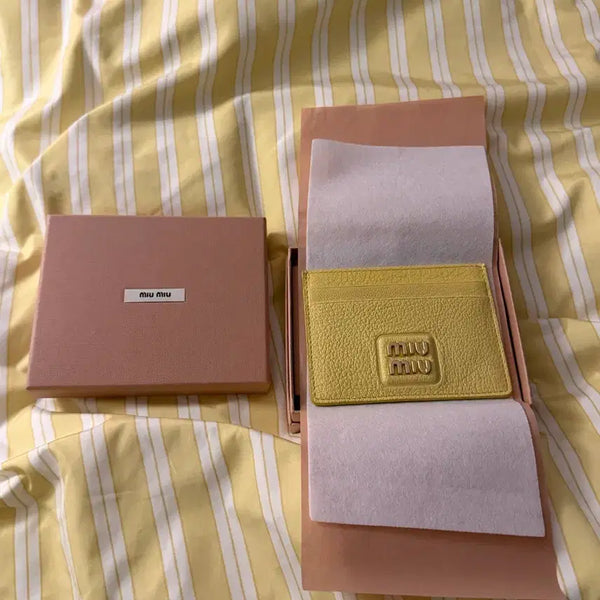 [BUNJANG] Miu Miu Leather Card Wallet Lemon Yellow / MIUMIU 미우 미우 레더 카드 반지갑 레몬 옐로우
