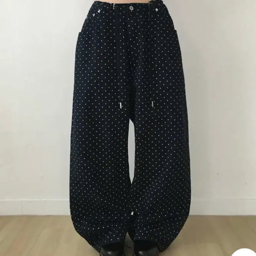 [BUNJANG] Dot Denim Wide Pants / 도트 데님 와이드 팬츠