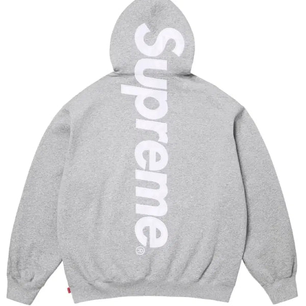 [BUNJANG] Supreme Satin Applique Hooded Sweatshirt Heather Grey L / 슈프림 사틴 아플리케 후드 후드티 헤더 그레이 L 26SS