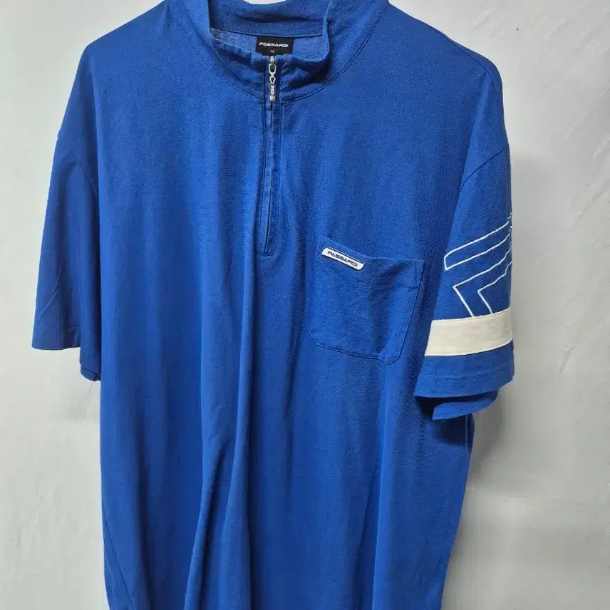 [BUNJANG] Pasarodi Blue Half-Zip Short Sleeve T-Shirt Size 110 / 파사로디 블루 반집업 반팔 티셔츠110