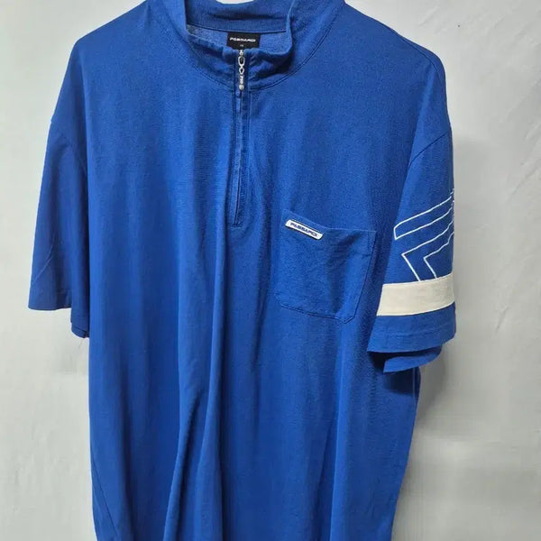 [BUNJANG] Pasarodi Blue Half-Zip Short Sleeve T-Shirt Size 110 / 파사로디 블루 반집업 반팔 티셔츠110