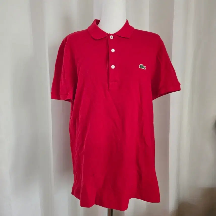 [BUNJANG] Lacoste Red Short Sleeve Polo Shirt / 라코스테 레드 카라티 반팔티