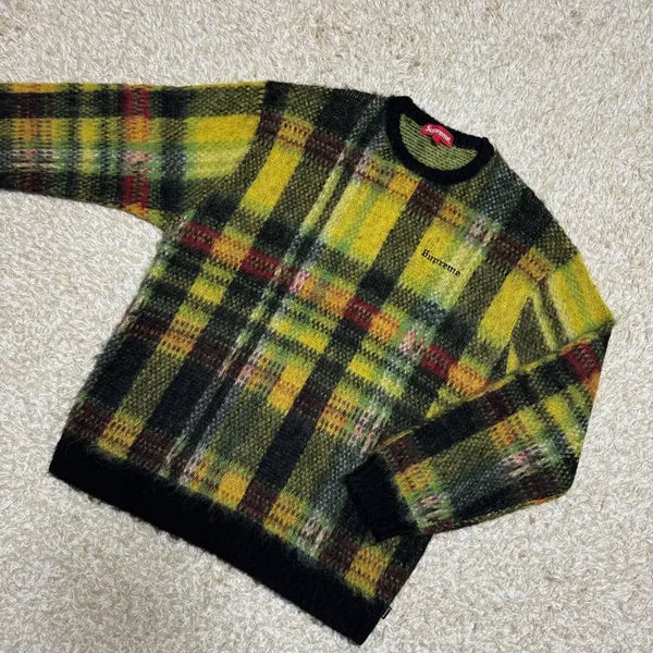 [BUNJANG] Supreme Mohair Check Knit Sweater / 슈프림 모헤어 체크 니트