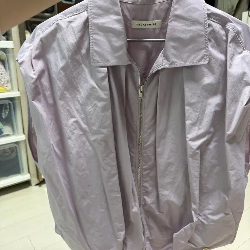 [BUNJANG] TheCashmere Lavender Zip-Up Shirt / 더캐시미어 라벤더색 집업 셔츠