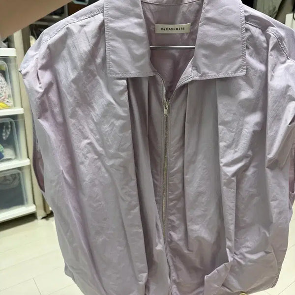 [BUNJANG] TheCashmere Lavender Zip-Up Shirt / 더캐시미어 라벤더색 집업 셔츠