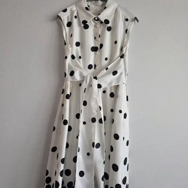 [BUNJANG] LYNN Dot Pattern Ribbon Midi Dress / LYNN 린 도트 패턴 리본 원피스