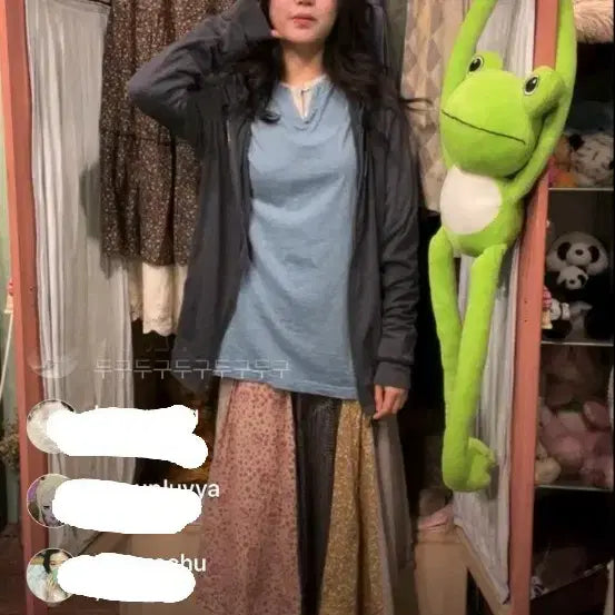 [BUNJANG] Kamome Sanzo Hoodie & Patch Skirt Set / 카모메산장 후드 패치스커트 세트