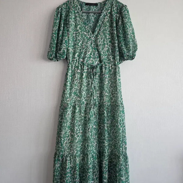 [BUNJANG] Collcos Green Chiffon Long Dress / collncos그린쉬폰롱원피스