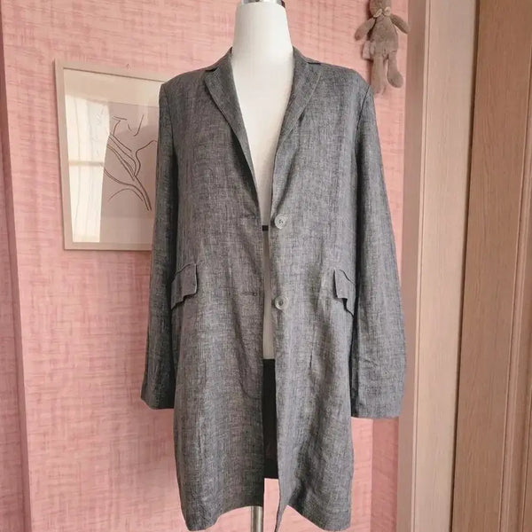 [BUNJANG] Athé Vanessa Bruno 100% Linen Midi Long Jacket - Size 36 / [아떼 바네사브루노] 린넨 100% 미디 롱 자켓 (36사이즈)