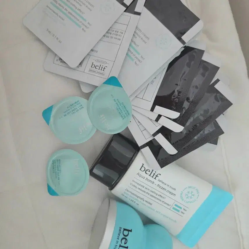 [BUNJANG] Belif Aqua Bomb Frozen Cream Serum Cooling Massager Set / 빌리프 아쿠아 밤 프로즌 크림 세럼 쿨링 마사지기