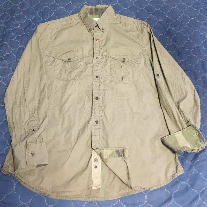 [BUNJANG] Stanley Jike Double Pocket Military Shirt Olive / (빈티지) 스탠리 지이크 버튼다운 밀리터리 더블포켓 셔츠 올리브(105)