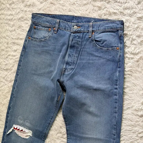 [BUNJANG] Levi's 501 Premium Custom Damage Straight Denim (W34 L32) / [리바이스 501 프리미엄] 커스텀 데미지 스트레이트 데님 (W34 L3