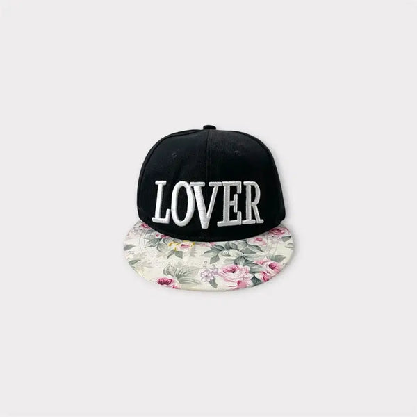 [BUNJANG] LOVER Big Embroidery Flower Brimmed Snapback / LOVER 빅자수 플라워 챙 스냅백 (1827)