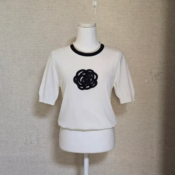 [BUNJANG] TANKUS Camellia Summer Knit T-shirt / TANKUS)까멜리아 썸머 니트티F