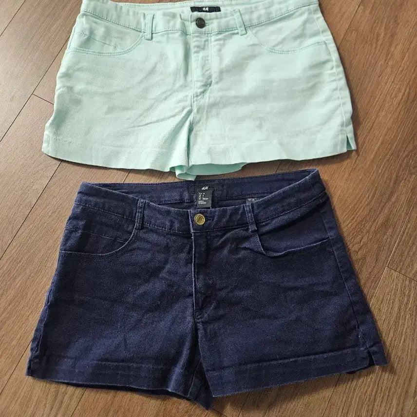 [BUNJANG] H&M Cotton Shorts Set (Mint/Navy, Size S) / H&M 반바지 민트/네이비 2종