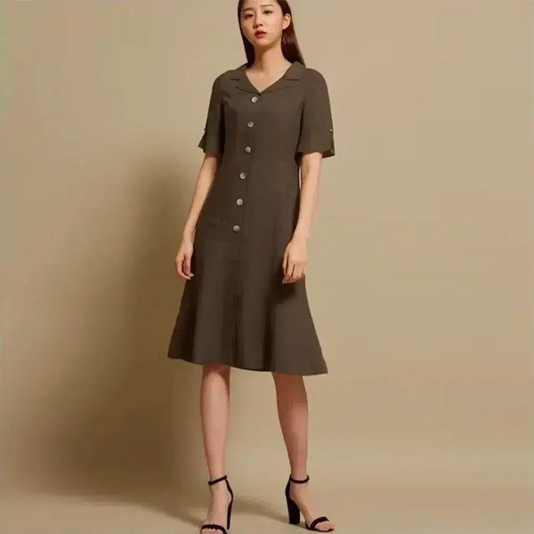 [BUNJANG] Olivia Lauren Linen Blend Short Sleeve Dress / (95)여성 올리비아로렌 린넨 혼방 반팔 원피스