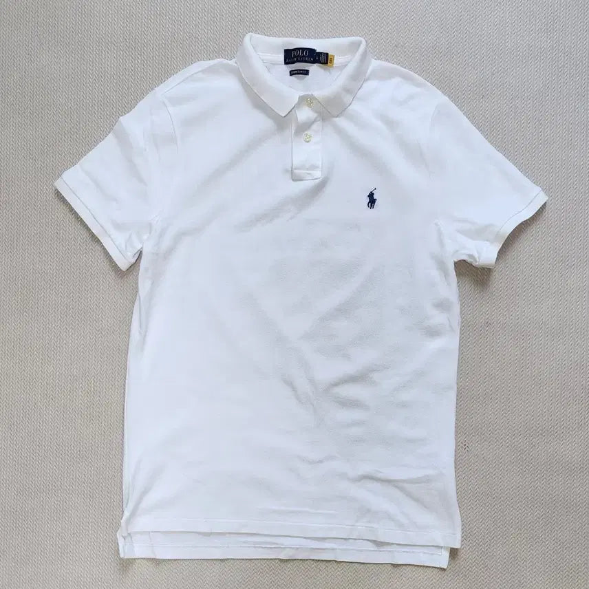 [BUNJANG] Polo Ralph Lauren Custom Slim Fit Polo Shirt White Size L / 폴로 랄프로렌 커스텀 슬림핏 카라 티셔츠 (사이즈 L)