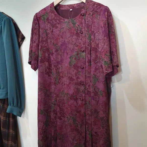[BUNJANG] Vintage Plum Flower Long Dress with Belt / 빈티지 플럼 플라워 롱 원피스 *벨트포함
