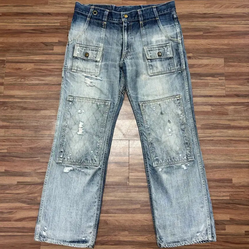 [BUNJANG] High Rock Kojima Vintage Double Knee Carpenter Denim Jeans / 하이락 high rock 코지마 빈티지 더블니 카펜터 데릭맨 데님