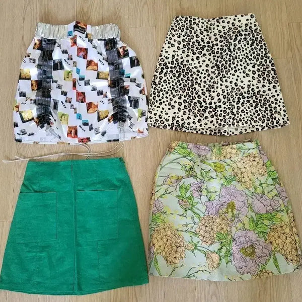 [BUNJANG] Leopard Pattern Linen Skirt Set / 호피.패턴.린넨스커트4종세트
