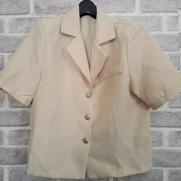 [BUNJANG] Women's Beige Short Sleeve Jacket / 여성 베이지 반팔자켓/알뜰한여우