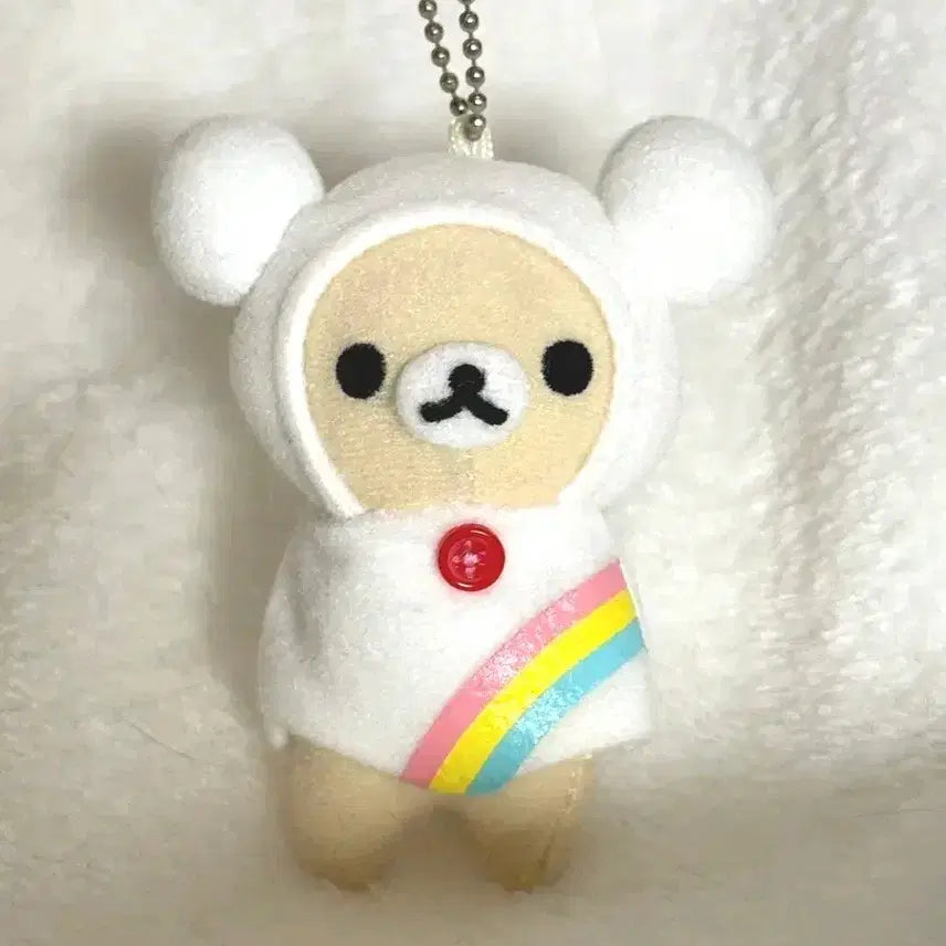 [BUNJANG] Rilakkuma Korilakkuma Rainbow Raincoat Doll Charm / 코리락쿠마 레인보우 우비 인형키링 고전
