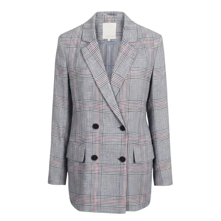 [BUNJANG] Bonnie Alex Women's Double-Breasted Checked Jacket - Size 55 / 여성55 / 보니알렉스 마100 체크 더블 자켓GR 35-33