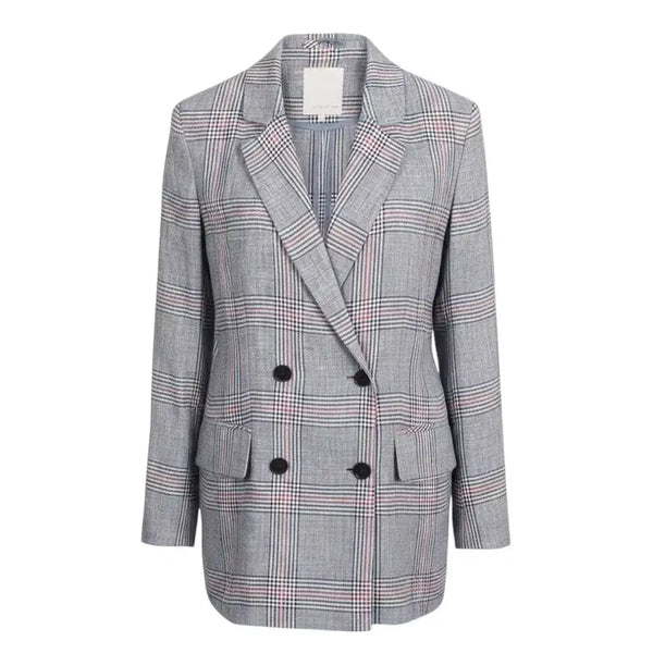[BUNJANG] Bonnie Alex Women's Double-Breasted Checked Jacket - Size 55 / 여성55 / 보니알렉스 마100 체크 더블 자켓GR 35-33