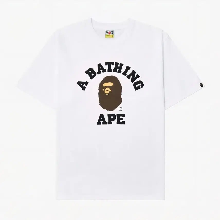 [BUNJANG] BAE BAPE College Logo T-Shirt Unisex / 무료배송 )BAE 베이프 컬리지 로고 반팔티 남여공용 무료배송
