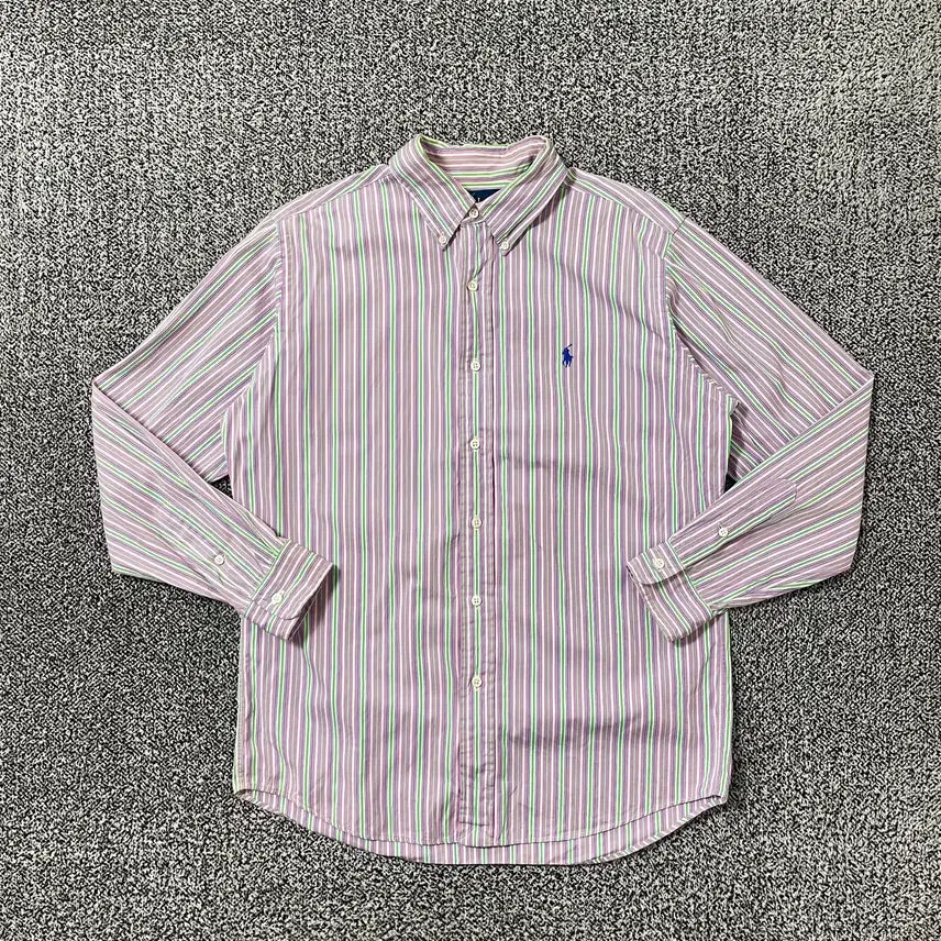 [BUNJANG] Polo Ralph Lauren Striped Classic Fit Long Sleeve Shirt Purple Green / 빈티지9. 폴로랄프로렌 스트라이프 클래식 핏 긴팔 셔츠 퍼플 그린